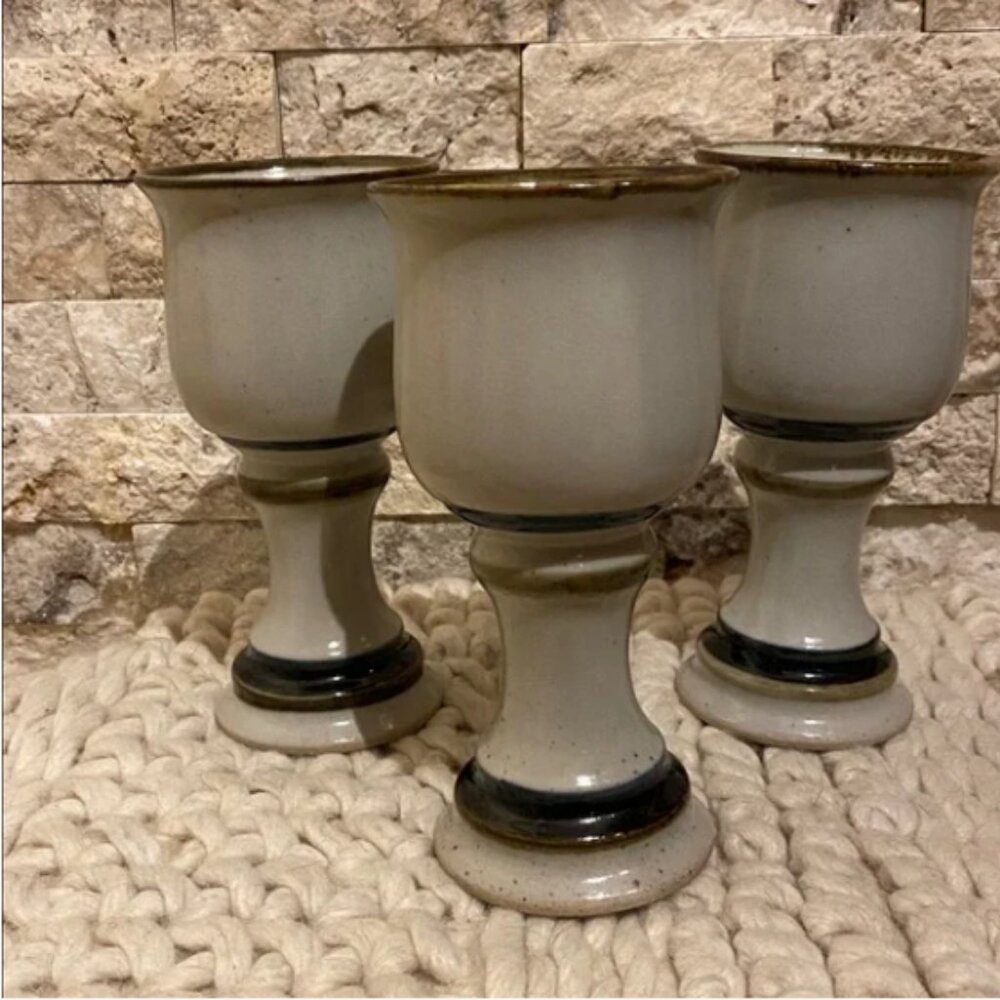 Hand-Thrown Stoneware Chalice Set (Set of 3) - Picture 4 of 4